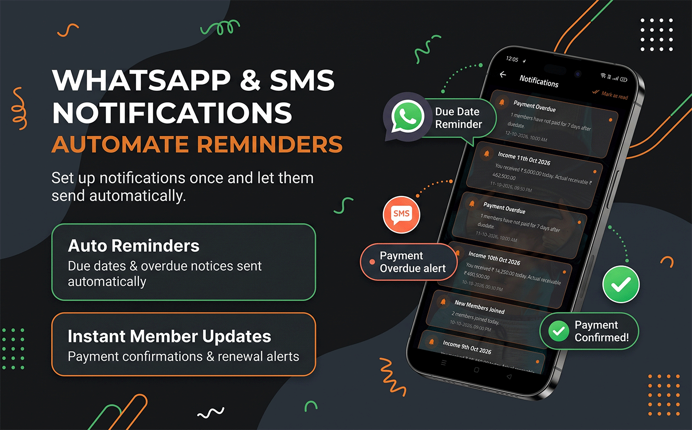 BharatGymDesk payment reminder notification (anonymised)